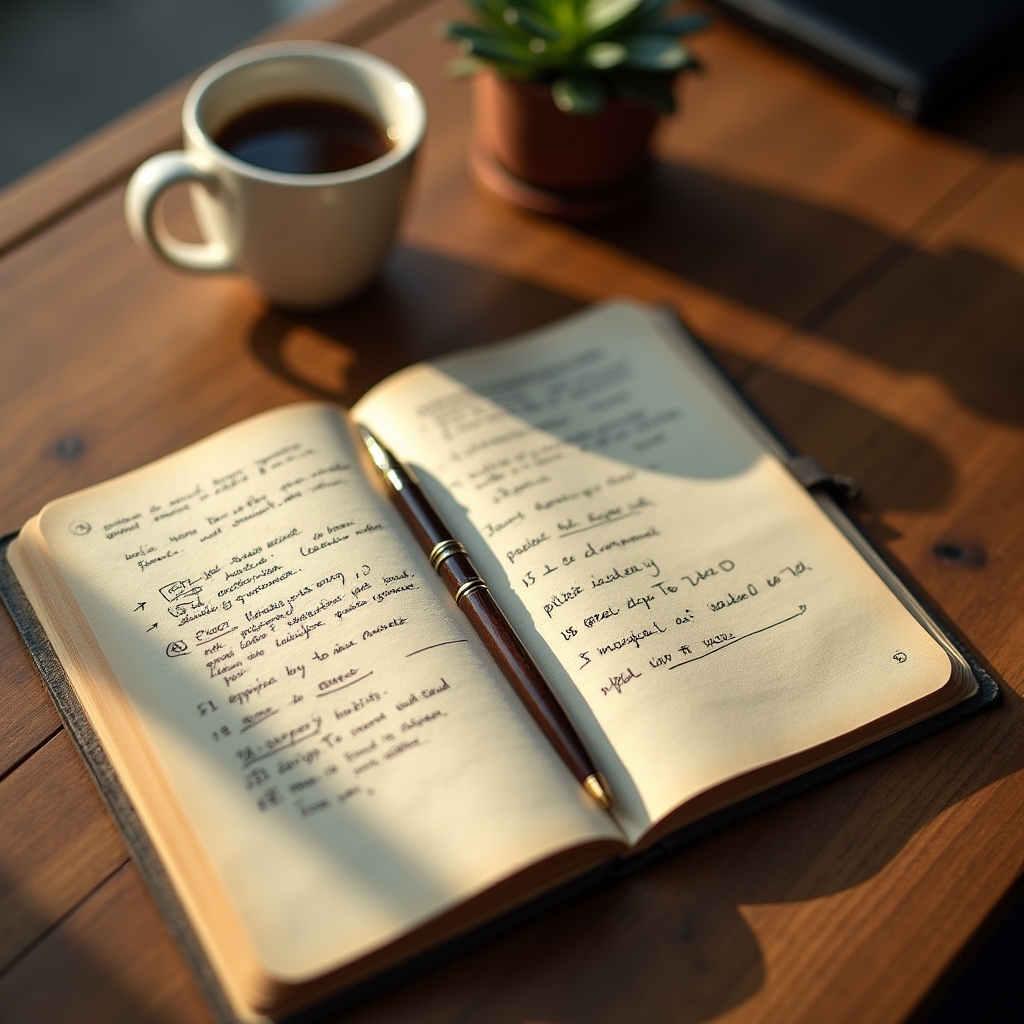 Cuaderno con anotaciones y bocetos sobre hábitos de gasto